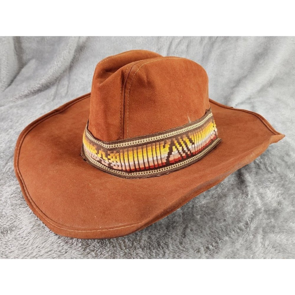 Unisex Western Hat Medium Burnt Orange Vintage Distressed Rancher Retro Band USA